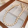 Genuine Gold Electroplated Pleated Pearl Necklace with Exaggerated Personality Design, Collarbone Chain, Fashionable and Atmospheric