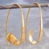 Boucles d'oreilles pendantes minimaliste Long crochet spirale cerceau pour femmes bijoux mode or argent couleur géométrique métal déclaration boucle d'oreille