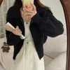 Kvinnors stickor Zipper Navy Collar Lantern Lång ärm Tjock linje Twist Women Sweater Cardigan Short Coat Autumn Winter Chic Gentle Clothing