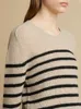 Kh * aite Wool Sheep Winter New Round Neck Striped Sweater Slim Fit Slim Women's Top Casual Comfort Fashion Knitted Sheep Sweater Underlay Sweater Pullover Knit