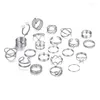 Cluster Ringen 1set Parel Goud Kleur Set Vintage Vlinder Voor Vrouwen Geometrische Mode Hart Ring Holle Sieraden Trendy Accessoires