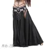 Stage Wear Chiffon Double High Slits Oriental Belly Dance Saias para Mulheres Bellydance Traje Acessórios Saia