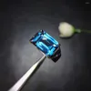 Cluster Rings Luxury Big Size Square Natural Blue Topaz Gem Ring With Silver Jewelry Party Anniversary Birthday Selling Gift