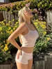 Tute da donna Combhasaki Y2K Vintage Fairy Summer 2PCS Set di outfit Senza maniche Backless Lace Canotta trasparente Pantaloncini con stampa di stelle