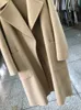 Women's Wool Blends Lanmrem Camel dubbelsidig ullrock för kvinnor koreanska mode lösa stylbälte rockar vinterkläder high end 2DA1958 231108