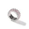 Bijoux de créateur Hip Hop bague bijoux pour femmes en laiton Bling rose ovale diamant anniversaire fête cadeau anneaux bijoux