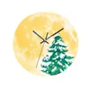 Wall Clocks Luminous Clock Glow The Dark Xmas Tree Bedroom Christmas Moon Wooden Silent Decor