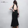 Casual Dresses Summer Women Black Halter Off Shoulder Backless Vintage Mermaid Sundress Sexy Party Vestidos Femme Mujer