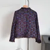 Giubbotti da donna Viola Piccola Fragranza Tessuto Giacca di Tweed 2023 Femminile Scollo A V Nappa Francese Casual Elegante Donna Cappotto Corto Autunno Inverno