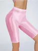 Pantaloncini da donna Pantaloni da yoga elastici lucidi lucidi da donna sexy trasparenti trasparenti morbidi elasticizzati casual taglie forti pantaloni da yoga al ginocchio stretti