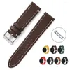 Titta på band Beafiry Band 18mm 19mm 20mm 22mm 24mm Litchi Leather Quick Release Straps Watchband för män Kvinnor Wirstband Brown Black