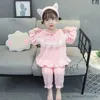 Pajamas Flannel Princess Pajamas Soft Comfortable Girls Baby Sleepwear Suit Lace Tops Pants 2 Pieces Set Autumn Winter Toddler Clothing R231108