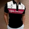 Erkek Moda Spor Salonu Spor Polo Gömlekleri F1 Yarış Formül Bir Alfa Romeo Takımı Extreme takipçileri Yeni Zip Kısa Kılıf298s