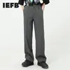 IEFB Men's Spring Summer Suit Pants Coreal Straight Metal Buckle Slim Fit Business Broulder Black Gray Clothes 9y6151 210524301H