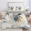 Conjuntos de cama 2/3pcs Conjunto de capa de edredão floral - 3D branco para dormitório e decoração de quarto Impressão de flor abstrata inclui