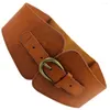 Belts Wide Belt Vintage Strap Faux Leather Waistband Solid Color Women Elastic Buckle Waist Corset For Slim