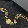 Moda feminina três camadas extensão de pérola ouro com aparência circular pingente designer jóias senhora alta qualidade cobre charme colar