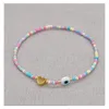 Charm Armbanden 20 stks/partij Mode-sieraden Colorf Zaad Kralen Gouden Hart Bedelarmband Boze Oog Armbanden Voor Vrouwen Liefhebbers Dhgarden Dh8Mf