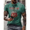 Hommes T-shirts D'été Hommes T-shirt De Mode 3D Imprimé Amérique Route 66 À Manches Courtes Casual Vintage Beau Conception Surdimensionnée Tops 230407