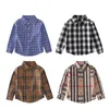 fashion kid shirts clothes plaid designer toddler boys winter clothing sets cotton material 90-160 cm