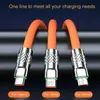 3 in 1 6A 120W USB Fast Charger Cable For Phone Micro USB Type-C Charging Cable For Huawei Samsung Xiaomi Cord