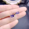 Orecchini a bottone alla moda con tanzanite naturale, regali semplici ed eleganti per le amiche