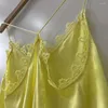 Tanques de mujer Aich Espejo Amarillo Sólido Impresión gráfica Mujeres Sling Chaleco Sin mangas Slim Lace Lady Jersey Casual Classic Femme Tops 2023