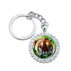 Keychains esspoc Animal Keychain Retro Tiger Glass Cabochon Charms Crystal Pendants Keyrings For Women Men Christmas Gifts
