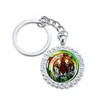 Portachiavi Esspoc Portachiavi con animali Retro Tigre Cabochon in vetro con ciondoli Pendenti in cristallo Portachiavi per donne Uomini Regali di Natale