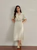 Vestidos de festa dushu francês doce sentido madeira orelha a-line vestido para mulheres verão ly pastoral estilo v-pescoço comprimento opcional feminino