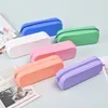 Macaron Color Silicone Pencil Case Cute Stationery Organizer Pouch School Supplies Simple Student Large Capacity Bag