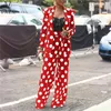 Kvinnors tvåbitar byxor Vazn 2023 Dot Sweet High-End 5office Lady Casual Young Full Sleeve Suit Long Wide Leg Slim 2 Set