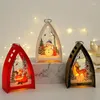 Portacandele Lanterne di Natale Lampada decorativa da notte a LED con Babbo Natale Pupazzo di neve Alce Centrotavola lanterna creativa vintage per tavoli