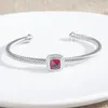 Armreif JADE ENGEL Mode Spirale Armband Für Frauen Vintage Damen Intarsien Quadratischen Roten Zirkon Kupfer Schmuck Geburtstag Party Geschenk