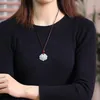 Pendant Necklaces Natural Jade Lotus With Beautiful Rope Chain Necklace For Man And Women Fengshui Geomantic Safety Amulet Talisman