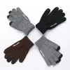 Five Fingers Gloves Winter Women Men Knitted Touch Screen High Quality Mitten Thicken Warm Wool Cashmere Solid Unisex Business Autumn