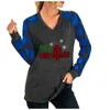 Women's T Shirts Black Apparel Christmas Theme Plaid Letter Printing Casual Womens Sport V Neck Teewomen's