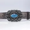 Belts Fashionable Belt With Versatile Turquoise Printing Dotted Diamond Ethnic Style PU