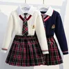 Clothing Sets School Uniform for Teens School Uniform for Girls Children Costume Kids Suit Preppy Sweater Skirt Clothes for Girls 12 13 14 231108