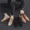 Botas primavera outono tornozelo baixo top respirável estilo britânico vintage camurça deserto sapatos c1242