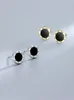 Stud Earrings Earring Silver 925 Gold Plated Round-shaped Ear With Black Rhinestone Accessory For Woman Man Unisex Piercing Protect