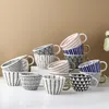 Canecas de café cerâmica pintadas à mão Cup com alça de ouro Padrão de geometria Big Water Breakfast do café da manhã Capinho de café de café com leite
