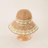 Sombreros de ala ancha Prairie Chic tejido Panamá sombrero de paja mujeres arco verano playa estilo pescador mujer hombre cinta Sunhat señora