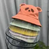 Berets criança crianças bebê protetor balde chapéu claro viseira rosto cheio escudo dos desenhos animados panda animal orelhas anti-saliva pescador