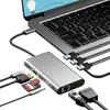 10 in1 USB type C Hub Stacje dokowania typu-C do HDTV 4K Adapter VGA RJ45 LAN Ethernet SD TF USB-C 3.0 TIPEC 3,5 mm Audio wideo dla MacBook Pro OTG