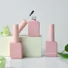 Storage Bottles 11ml Pink/Black/White Empty Nail Polish Glue Contaiers Glass Gel Packing With Brush Bar Square Wholesale