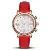 ساعات المعصم الفاخرة كريستال السيدات الساعات Womage Top Brand Women Quartz Rose Gold Women's Faux Leather Watch Clock