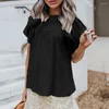Women's Blouses Beautiful Shirt Blouse Short Sleeve Anti-Pilling Sweet Crochet Lace Summer Pullover Top