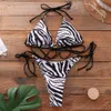 Mulheres Swimwear Sexy Brasileiro Thong Bikini Mujer Swimwear Mulheres Bandage Leopard Swimsuit Micro Bikini Set Verão Beachwear Swim Terno 230408