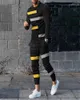 MEN MENTURITS TRACHSUITS MEN MENTRIST STRIPE 3D Printed Summer Jogger Sportswear Long Long Tirt Prouts 2 قطعة محددة شارع
